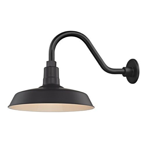 Recesso Lighting by Dolan Designs Black Gooseneck Barn Light, 14-Inch Metal Shade, A-Type BL-ARMC-BLK/SH14-BLK