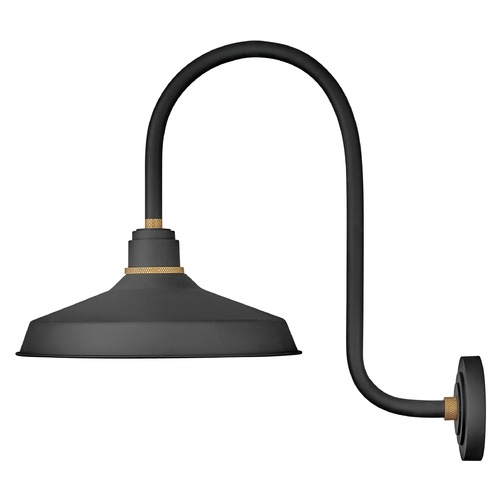 Hinkley Foundry 16-Inch Wide Textured Black & Brass Barn Light by Hinkley Lighting 10473TK