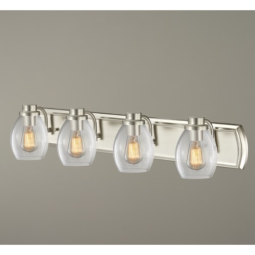 Design Classics Lighting Transitional 4-Light Bathroom Light with Clear Glass in Satin Nickel 1204-09 GL1034-CLR