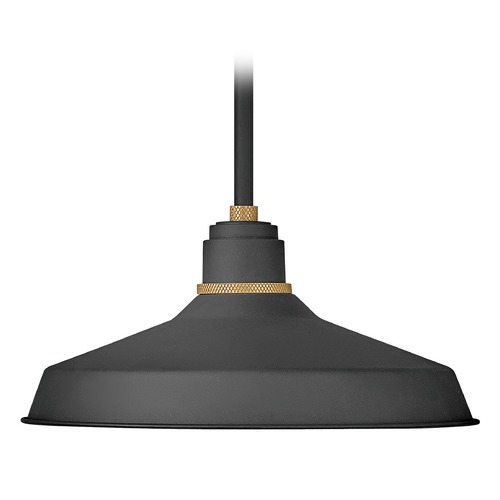 Hinkley Foundry 16-Inch Wide Textured Black & Brass Barn Light Pendant by Hinkley Lighting 10483TK