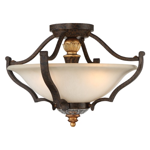 Metropolitan Lighting Chateau Nobles Raven Bronze with Sunburst Gold Semi-Flush Mount by Metropolitan Lighting N6450-652