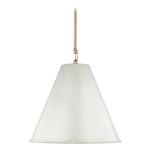 Visual Comfort Studio Collection Gordon 15.75-Inch Antique White & Satin Brass Pendant by Visual Comfort Studio 6585101-817