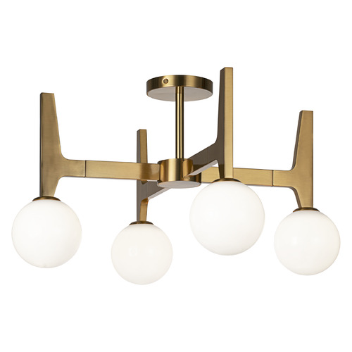 Matteo Lighting Scriben Aged Gold Brass LED Semi-Flush Mount by Matteo Lighting X34904AGOP
