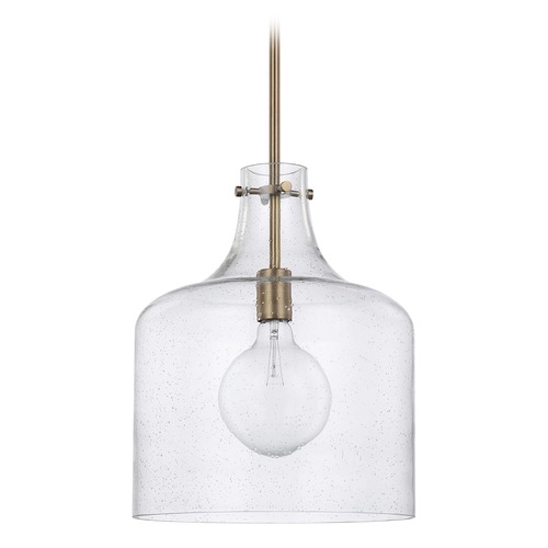 HomePlace by Capital Lighting Crawford 11.75-Inch Seeded Glass Pendant in Aged Brass by HomePlace by Capital Lighting 325712AD