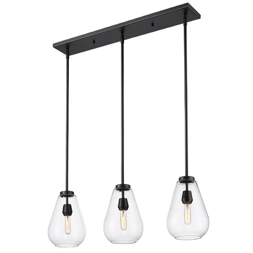 Z-Lite Z-Lite Ayra Matte Black Multi-Light Pendant with Bell Shade 488P8-3L-MB