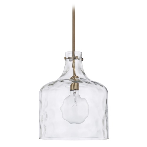 HomePlace by Capital Lighting Crawford 11.75-Inch Water Glass Pendant in Aged Brass by HomePlace by Capital Lighting 325717AD