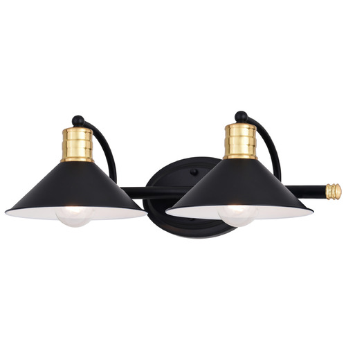 Vaxcel Lighting Vaxcel Lighting Akron Matte Black & Natural Brass & Matte White Bathroom Light W0435