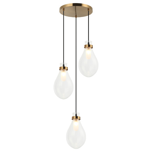 Matteo Lighting Seranna Aged Gold Brass Multi-Light Pendant by Matteo Lighting C31903AG