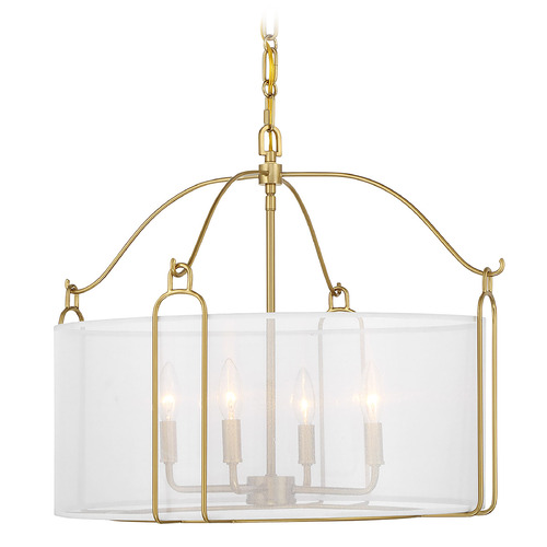 Savoy House Savoy House Lighting Ashlay Warm Brass Pendant Light with Drum Shade 7-1693-4-322