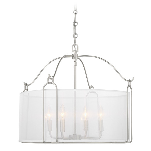 Savoy House Savoy House Lighting Ashlay Satin Nickel Pendant Light with Drum Shade 7-1693-4-SN