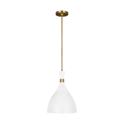Visual Comfort Studio Collection ED Ellen-DeGeneres Joan Matte White & Burnished Brass Large Pendant by Visual Comfort Studio EP1151MWT