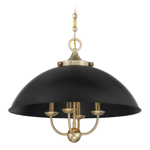 Savoy House Savoy House Lighting Monterey Matte Black and Warm Brass Pendant Light with Bowl / Dome Shade 7-1725-4-143