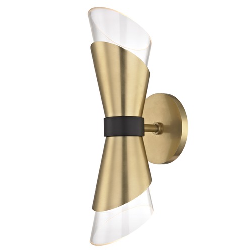 Mitzi by Hudson Valley Angie LED Sconce in Brass & Black by Mitzi by Hudson Valley H130102-AGB/BK