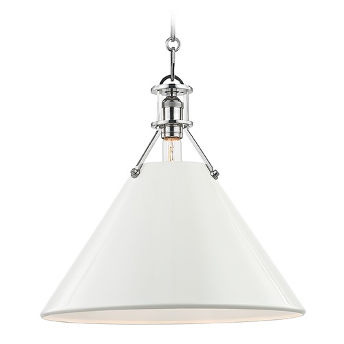 Hudson Valley Lighting Painted No. 2 Pendant with Off-White Shade by Hudson Valley Lighting MDS352-PN/OW