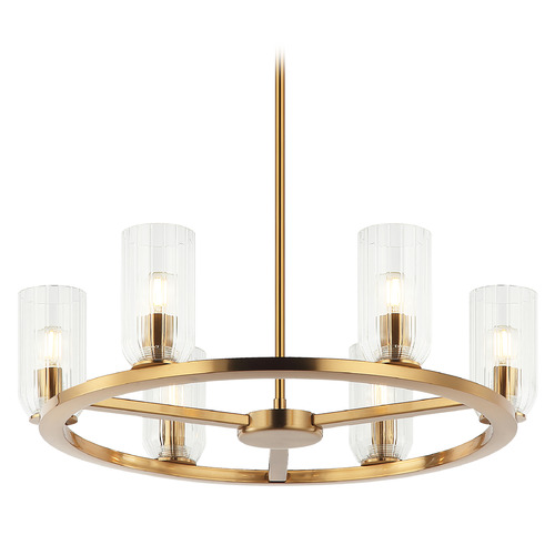 Matteo Lighting Westlock Aged Gold Brass Chandelier by Matteo Lighting C34006AG
