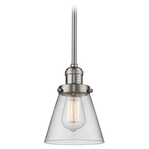 Innovations Lighting Small Cone Brushed Satin Nickel Mini Pendant by Innovations Lighting 201S-SN-G62