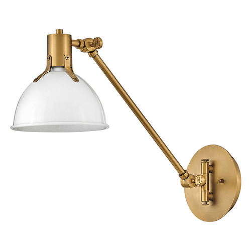 Hinkley Argo Swing Arm Sconce in Lacquered Brass & White by Hinkley Lighting 3480PT