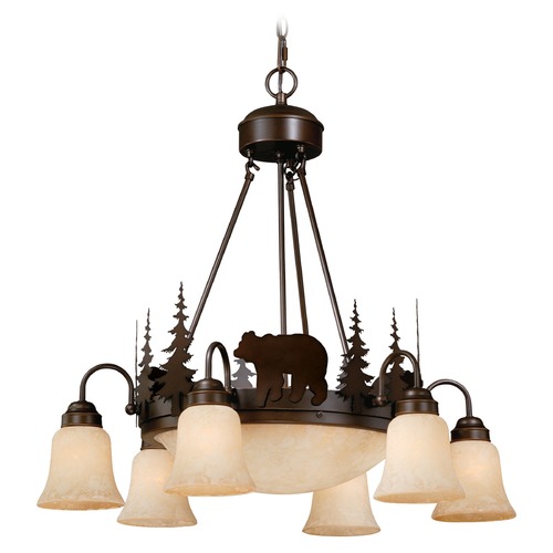 Vaxcel Lighting Bozeman Bronze Chandelier with Center Bowl by Vaxcel Lighting CH55706BBZ