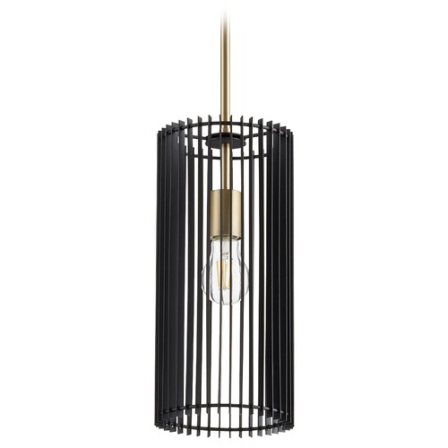 Quorum Lighting Finura Aged Brass Pendant with Cylindrical Shade by Quorum Lighting 817-1-80