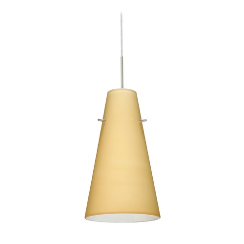 Besa Lighting Modern Pendant Light Beige / Cream Glass Satin Nickel by Besa Lighting 1JT-4124VM-SN