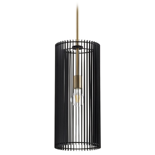 Quorum Lighting Finura Aged Brass & Noir Pendant with Cylindrical Shade by Quorum Lighting 818-1-80