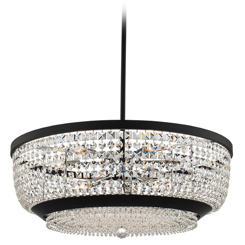 Allegri Lighting Allegri Crystal Terzo Matte Black & Polished Chrome Pendant Light with Bowl / Dome Shade 037355-052-FR001