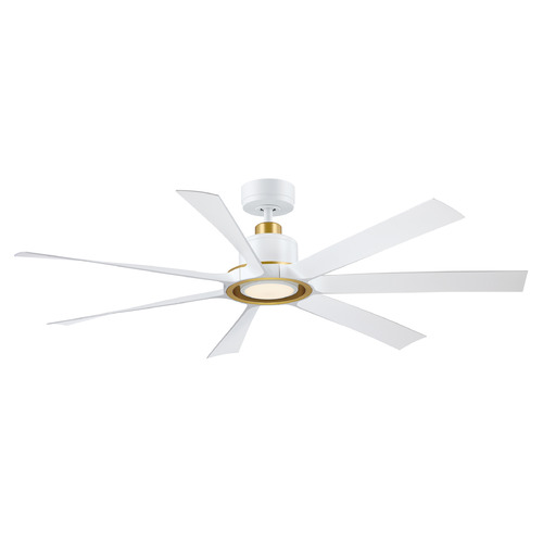 Fanimation Fans Fanimation Fans Lenzi Matte White W/ Brushed Satin Brass LED Ceiling Fan with Light FPD7060MWBS