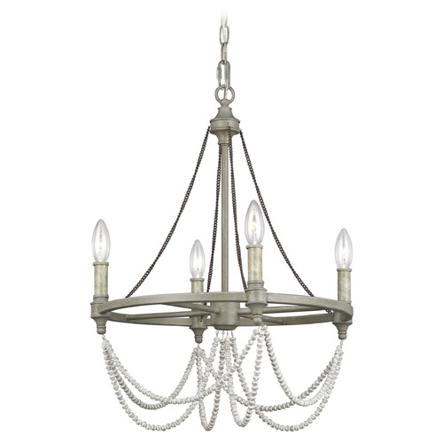 Visual Comfort Studio Collection Beverly French Washed Oak & Distressed White Wood Chandelier by Visual Comfort Studio F3331/4FWO/DWW