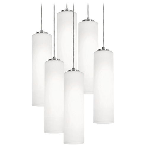 AFX Lighting Afx Lighting Leo Satin Nickel Multi-Light Pendant with Cylindrical Shade LEOP0412MBSNRND6