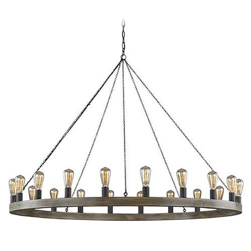 Visual Comfort Studio Collection Avenir Weathered Oak & Antique Forged Iron Chandelier by Visual Comfort Studio F3933/20WOW/AF