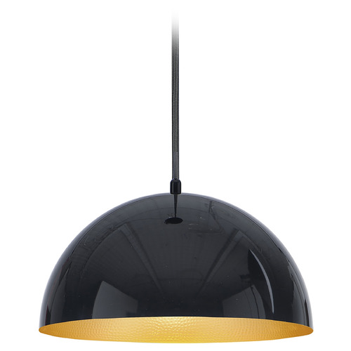 ET2 Lighting Hemisphere Gloss Black & Gold LED Pendant by ET2 Lighting E24902-GBGLD