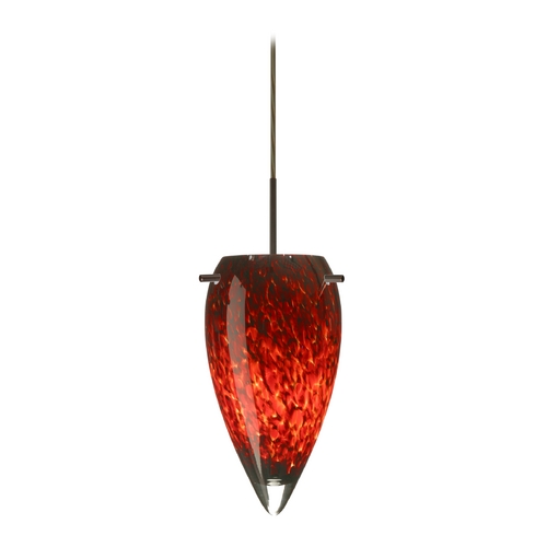 Besa Lighting Modern Pendant Light Red Glass Bronze by Besa Lighting 1JT-412541-BR