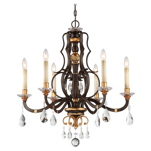 Metropolitan Lighting Chateau Nobles Raven Bronze with Sunburst Gold Crystal Chandelier by Metropolitan Lighting N6456-652