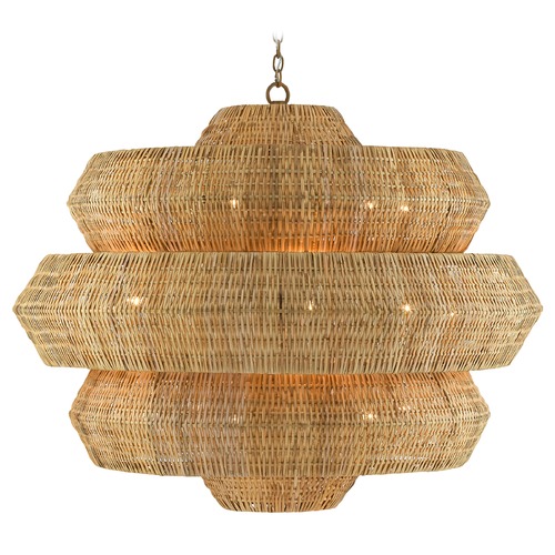 Currey and Company Lighting Antibes Chandelier in Khaki/Natural Rattan by Currey & Company 9000-0496