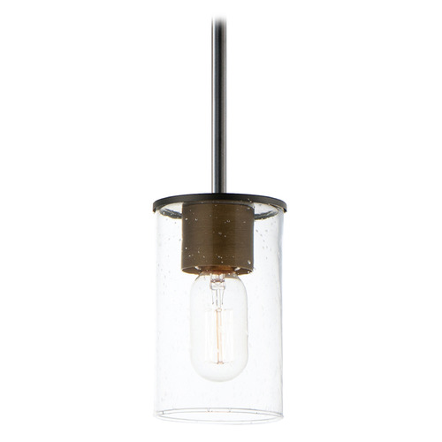 Maxim Lighting Maxim Lighting Sleek Antique Brass & Black Mini-Pendant Light with Cylindrical Shade 91840CDABBK