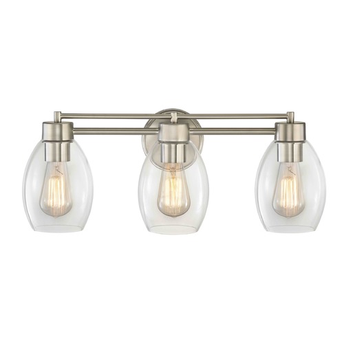 Design Classics Lighting Satin Nickel Bathroom Light 703-09 GL1034-CLR