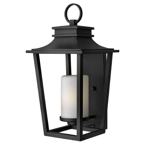 Hinkley Outdoor Wall Light with White Glass in Black by Hinkley Lighting 1745BK