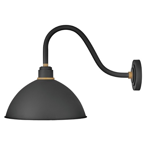 Hinkley Foundry 16-Inch Wide Textured Black & Brass Barn Light by Hinkley Lighting 10645TK