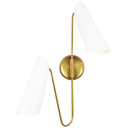 Visual Comfort Studio Collection Visual Comfort Studio Collection Aerin Tresa Burnished Brass & Matte White Sconce AEW1002BBSMWT