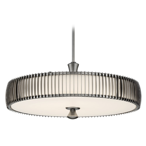 George Kovacs Lighting George Kovacs Night Moves Pewter LED Pendant Light with Drum Shade P1675-084C-L