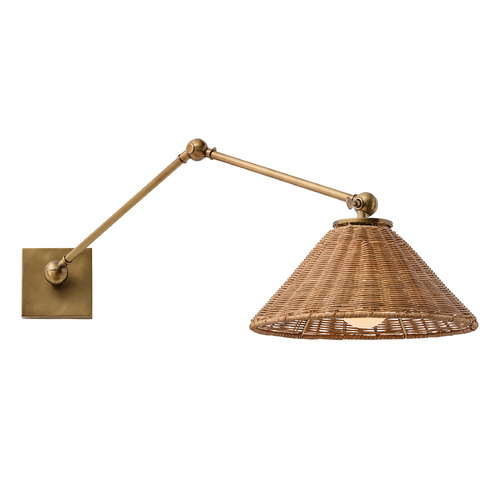Arteriors Home Lighting Padma Swing Arm Sconce in Antique Brass & Rattan by Arteriors Home DS49016