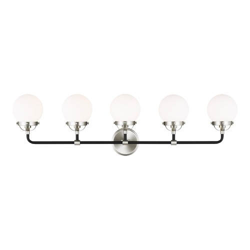Visual Comfort Studio Collection Cafe 5-Light Brushed Nickel & Midnight Black Bath Light by Visual Comfort Studio 4487905-962