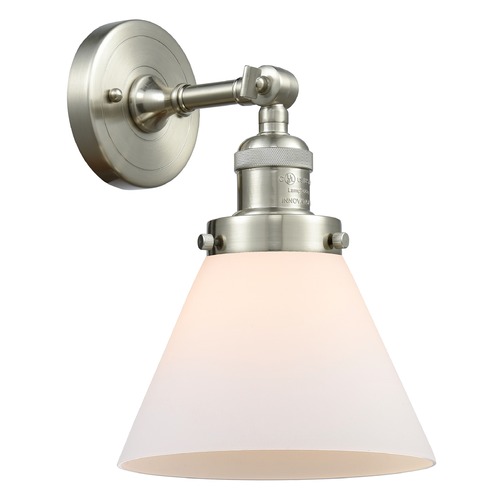 Innovations Lighting Large Cone Brushed Satin Nickel Sconce by Innovations Lighting 203-SN-G41