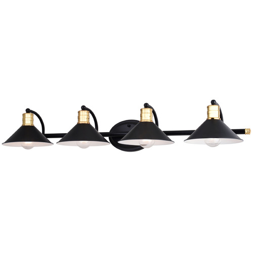 Vaxcel Lighting Vaxcel Lighting Akron Matte Black & Natural Brass & Matte White Bathroom Light W0437