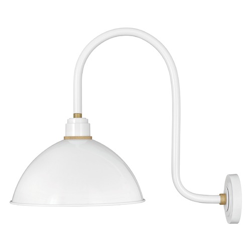 Hinkley Foundry 16-Inch Wide Gloss White & Brass Barn Light by Hinkley Lighting 10675GW