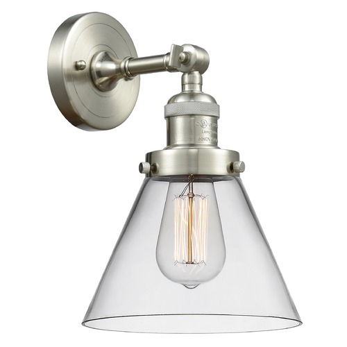 Innovations Lighting Large Cone Brushed Satin Nickel Sconce by Innovations Lighting 203-SN-G42