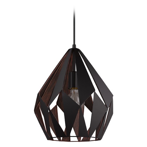 Eglo Lighting Carlton 1 Black & Copper Pendant by Eglo Lighting 49254A