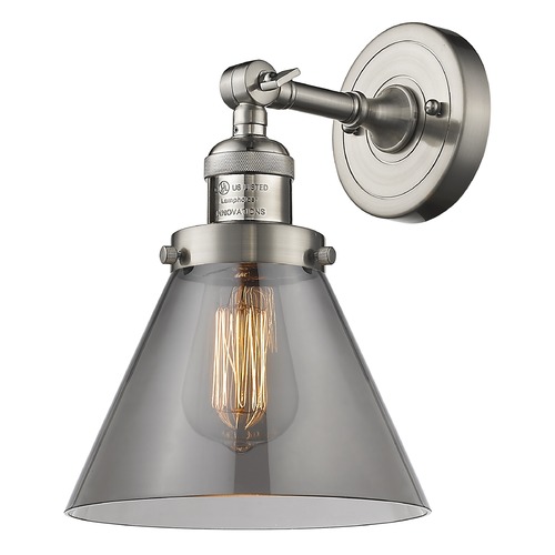 Innovations Lighting Large Cone Brushed Satin Nickel Sconce by Innovations Lighting 203-SN-G43