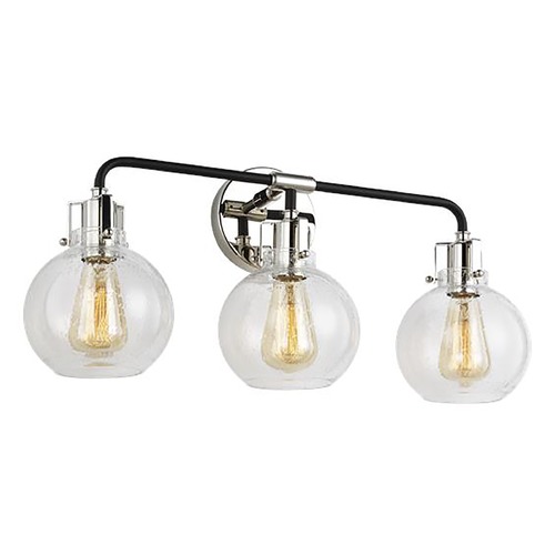 Visual Comfort Studio Collection Clara Polished Nickel & Textured Black Bathroom Light by Visual Comfort Studio VS24403PN/TXB