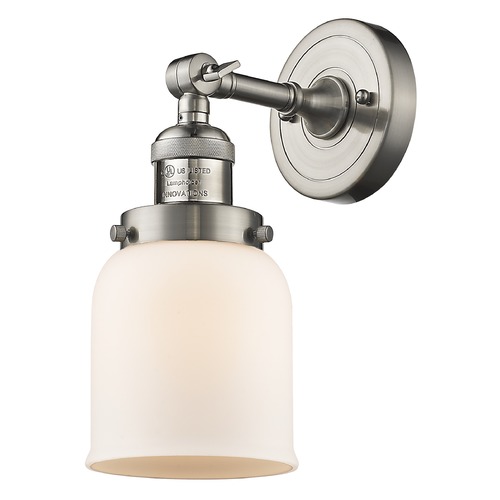 Innovations Lighting Small Bell Brushed Satin Nickel Sconce by Innovations Lighting 203-SN-G51